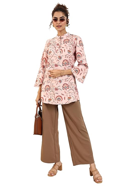 Libas Women's Silk Blend Floral Straight Kurtis