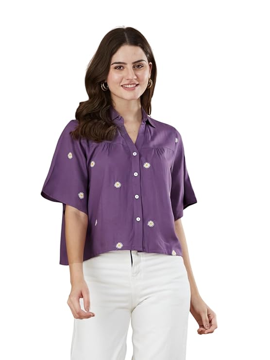 J TURRITOPSIS Women's Floral Embroidered Shirt (CAT-336)