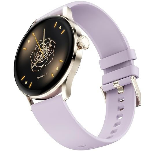 Fire-Boltt Glitz Women Smart Watch with 1.19” AMOLED Display, Bluetooth Calling, Rotating Crown, Always On Display, 1000 Nits Brightness, IP68 Waterproof Lavender Mist