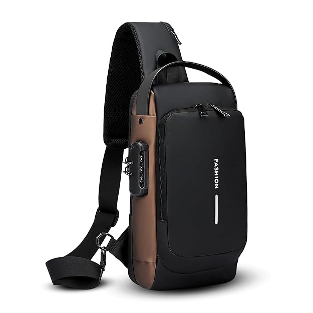 FLYNGO Sling Bag for Men Stylish Crossbody Backpack for Men & Women, Anti-Theft Chest Bag with USB Charging Port, Messenger Bags, Casual Shoulder Bag