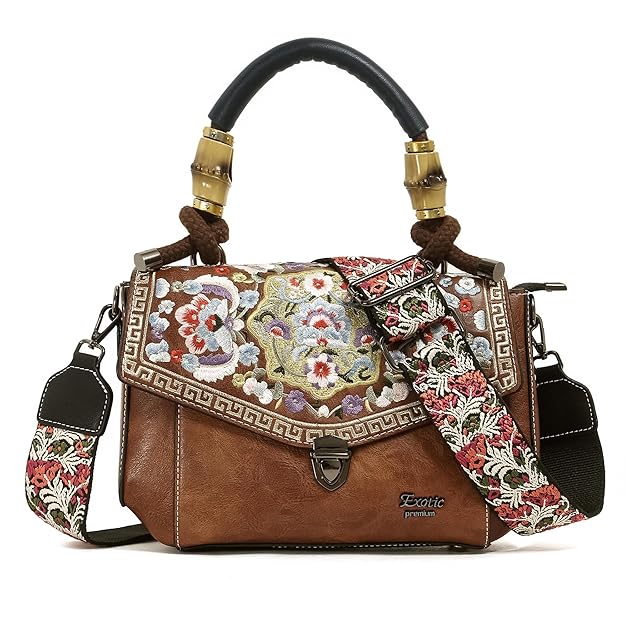 EXOTIC Women's Satchel Vintage Retro Embroidery Sling Bag