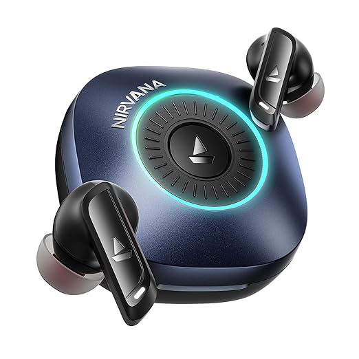 boAt 2026 Launch Nirvana Crown, SONIC ARC, LEDs, Haptic Feedback,50dB Hybrid ANC,Spatial Audio, 6 Mic ENx, App Support, v6.0 Bluetooth Earbuds, TWS Ear Buds Wireless Earphones with mic (Sapphire Blue)