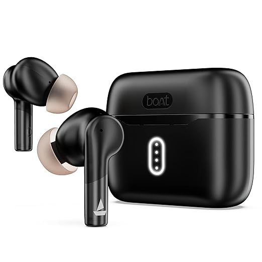 Boat Airdopes 141 Gen 2, 4 Mics ENx Tech, 48 Hrs Playback, Free Music Streaming, Fast Charge, Low Latency, IPX4, v5.4 Bluetooth Earbuds, TWS Ear Buds Wireless Earphones with mic (Active Black)