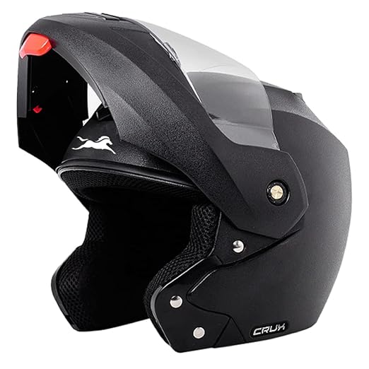 TVS Matt Finish Flip-up Helmet for Men and Women, ISI Certified, Clear Visor, Size XL, Colour Black