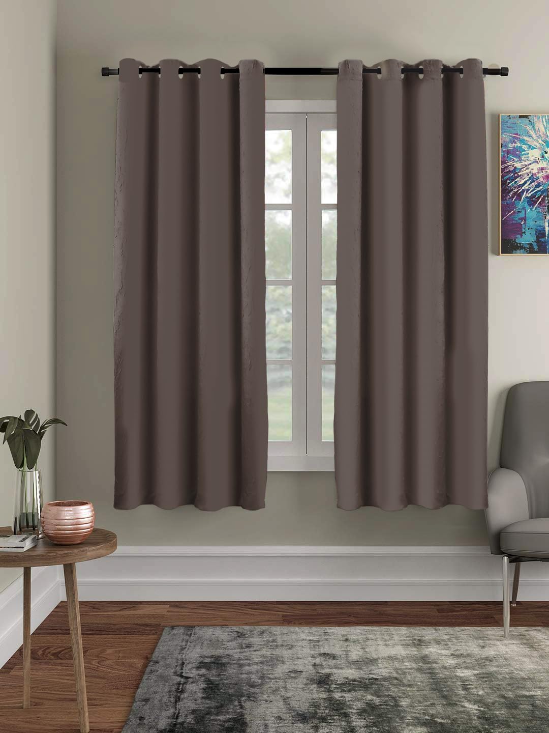 COZY FURNISH Thermal Insulated Polyester Room Darkening Blackout Window Curtains for Bedroom,Light Blocking Drapes for Living Room 5 Feet Curtains Set of 2 Panels