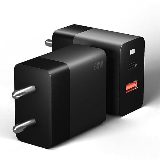 AILKIN 65W GaN Fast Charging Adapter with Multi-Port PD Type-C & USB, Compatible with iPhone 16 Series, iPhone 15/14/13/12, Samsung & Other Devices (Black)