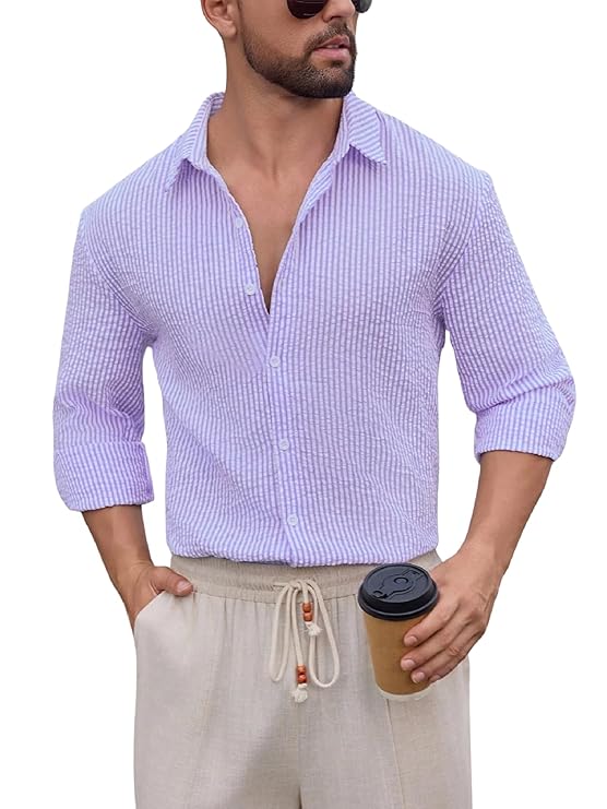 Lymio Men Shirt || Striped Shirt for Man || Full Sleeve || Casual Style (Packs Also Available) (Crush-Lining-New)