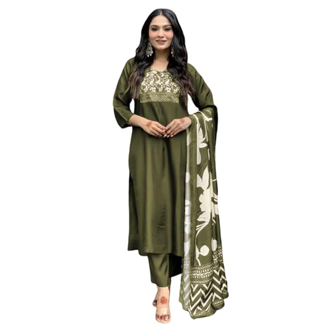 SHIENZY Women Cotton Blend Kurti Set with Dupatta | Ethnic Kurta Set for Women | Festive & Casual Wear Kurti | Traditional Indian Kurta Suit for Womens