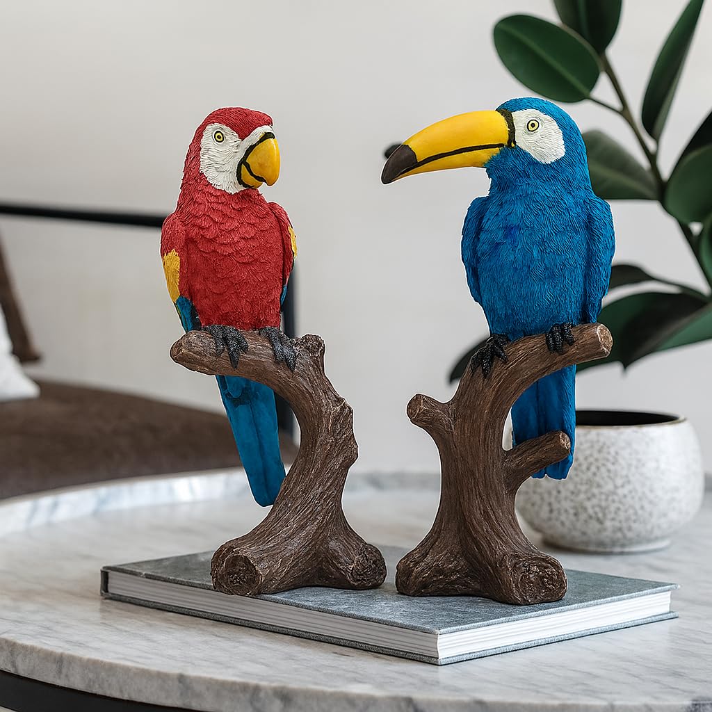 Xtore Parrot Love Couple Vastu Bird Figurine Showpiece Sitting on Tree for Home Decor (Pack of 1, Multicolor) Visit the Xtore Store