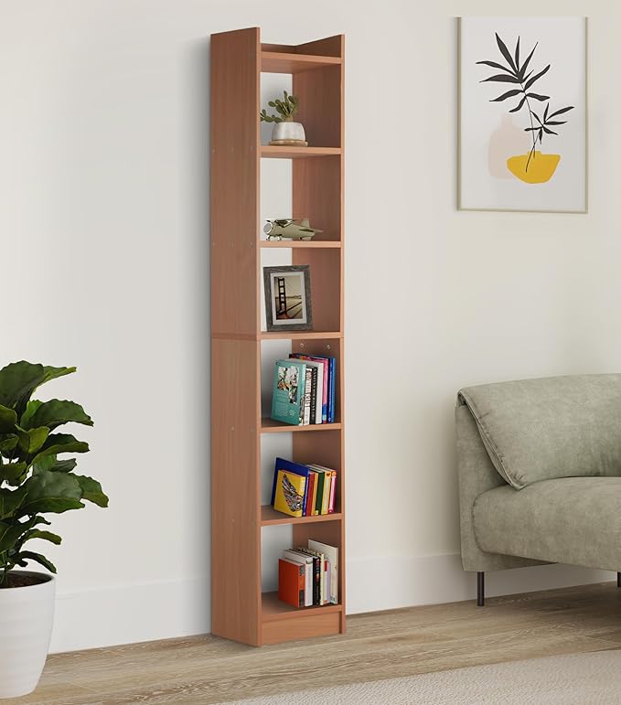 Amazon Brand - Solimo 6 Layer Engineered Wood Bookshelf | Multipurpose Home Decor Storage Rack | Showcase Organizer for Living Room, Kitchen, Bedroom, Office |Brown