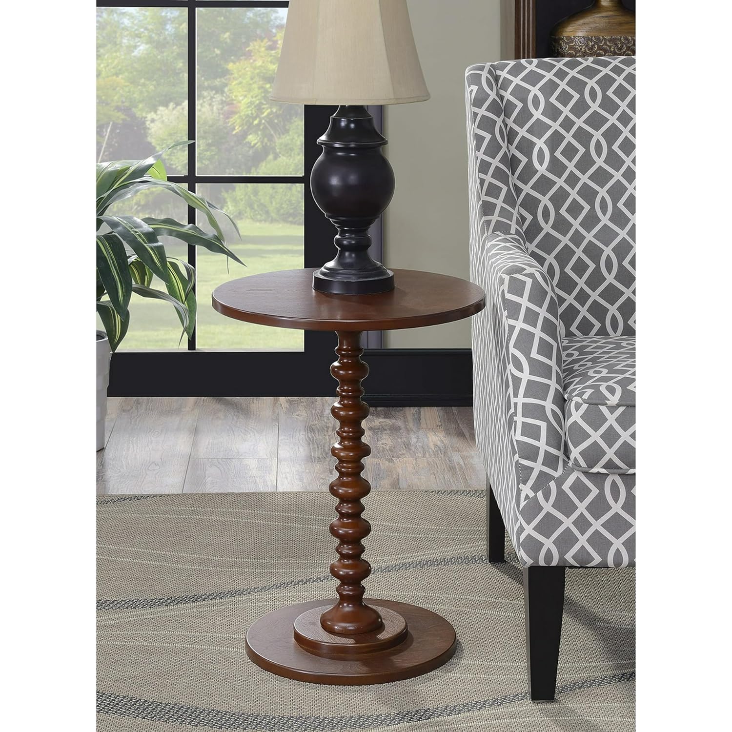 Wooden Round Bed Side Table End Table, Side Table, Night Stand Beah Table for Living Room Bedroom (Walnut)