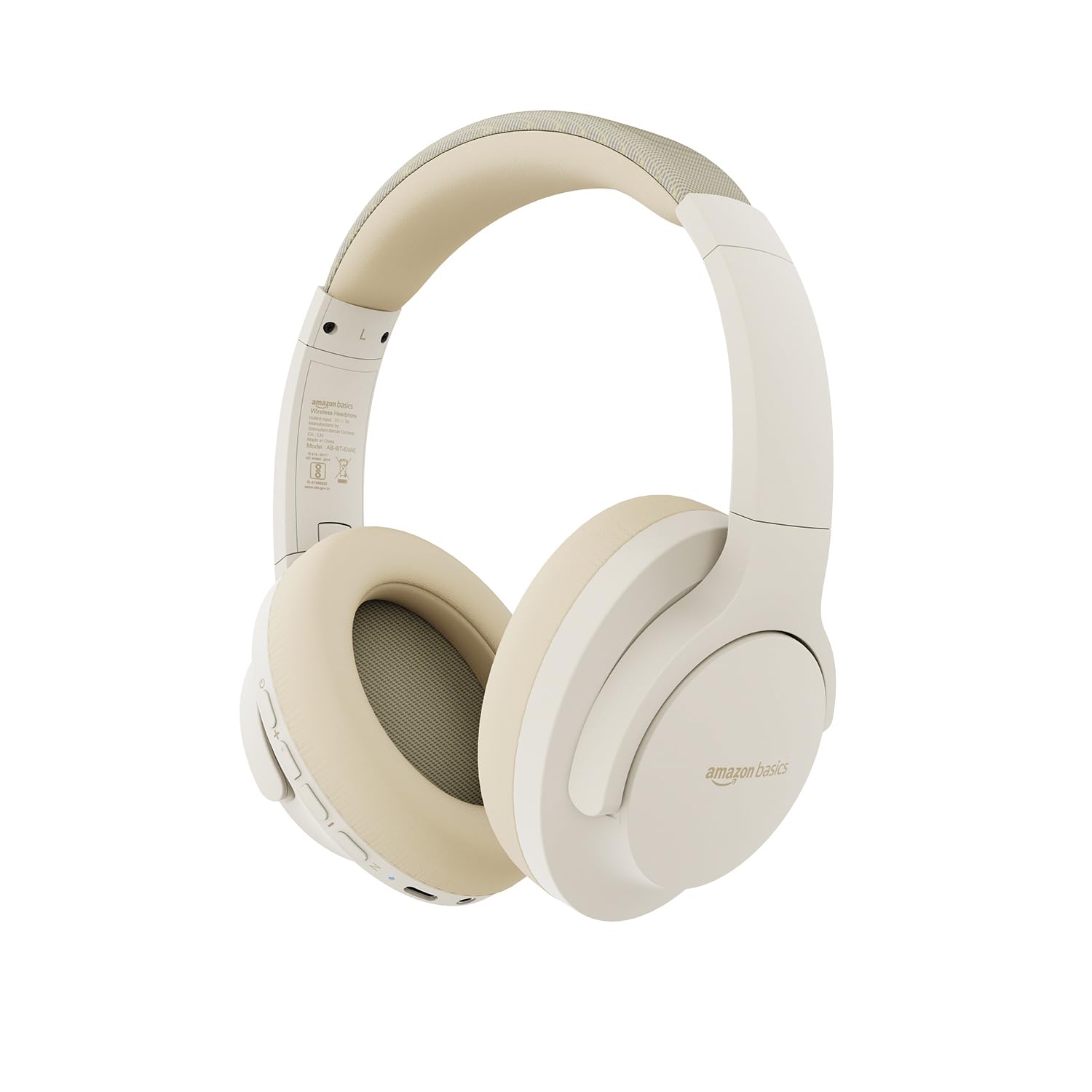 Amazon Basics Pro Series Wireless Noise Cancelling ANC Over Ear Headphone | Bluetooth Headset | USB Charging | 10 m Paring Distance | 74 Hours Battery Life | 40 mm Drivers | IPX4 Rated (Beige)