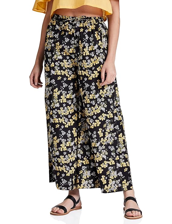 Amazon Brand - Myx Women's Relaxed Cotton Flared Palazzo (Available in Plus Sizes)