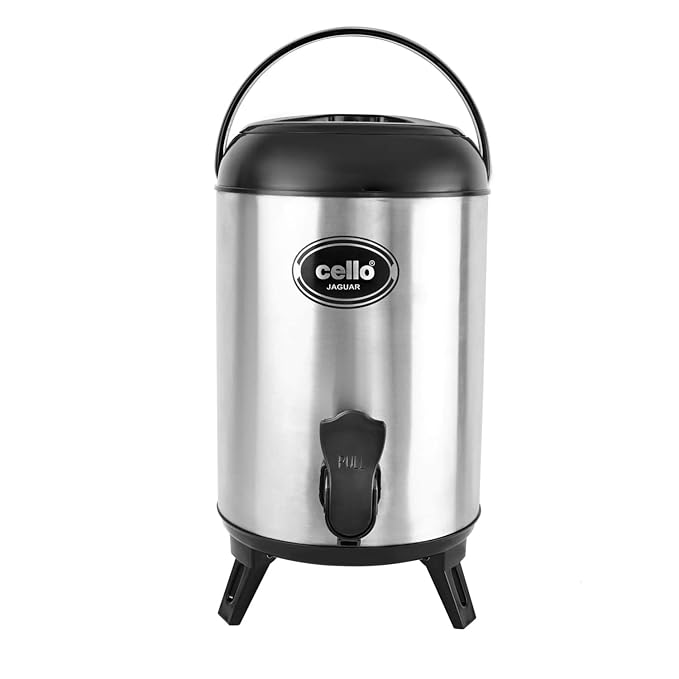 Cello Jaguar Stainless Steel Double Walled Water Jug, Hot and Cold, 4000ml, 1 Unit, Black