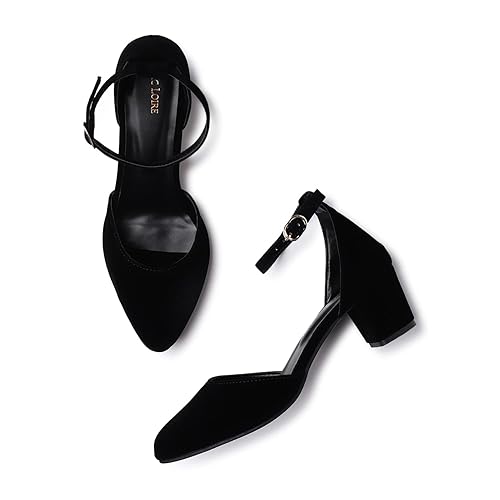 Marc Loire Women’s Pointed Toe Block Heel Fashion Sandals with Buckled Ankle Strap