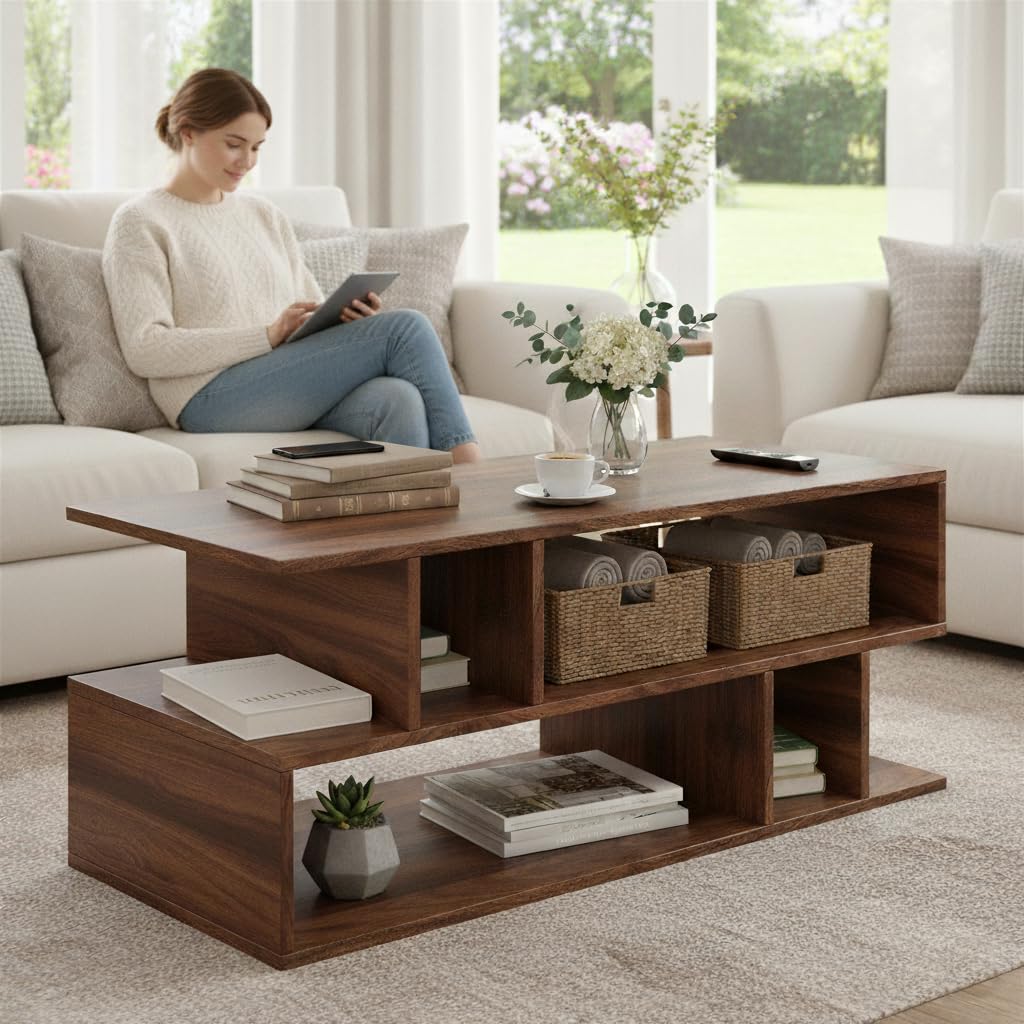 Wudyhub Engineered Wood Coffee Table/Centre Table/Tea Table for Living Room (CT-01-Brown)