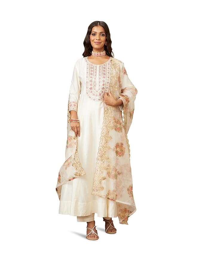 mazon Brand - Myx Women's Embroidered Anarkali Kurta Pant Set with Organza Dupatta | A-line fit (Available in Plus Sizes) 4.4 4.4 out of 5 stars   (989)