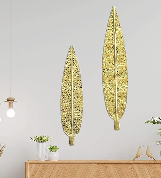 Amazon Brand - Umi Metal Iron Ham Leaf Couple Wall Art Sculpture - Elegant Hanging Decor for Living Room and Office