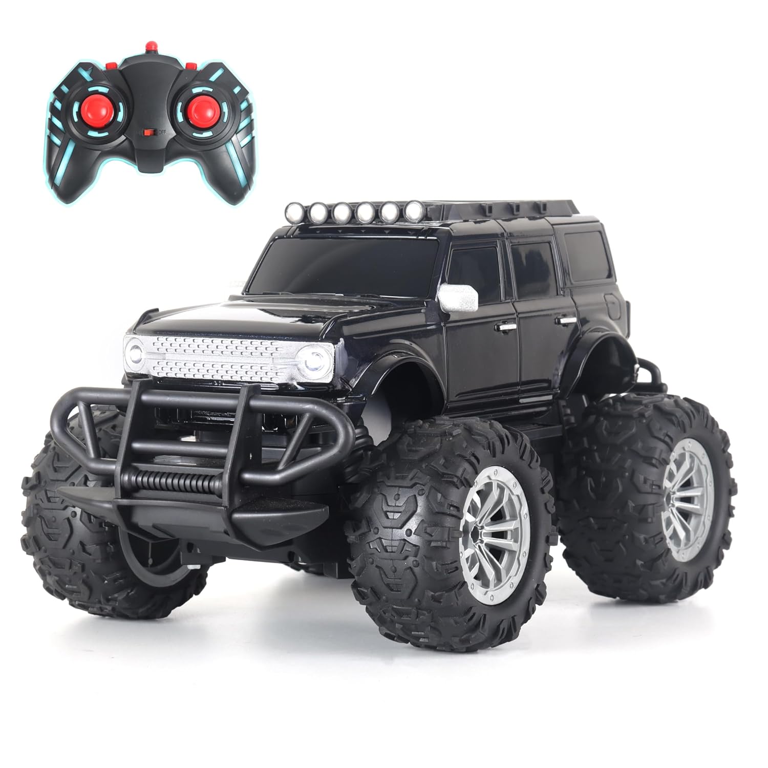 popsugar Off Roader Rechargeable Remote Control Car | RC Car Monster Truck | 4 Headlight Modes | Lithium Battery | C-Type Charging | 2.4GHz Remote Controller | Made in India, Black