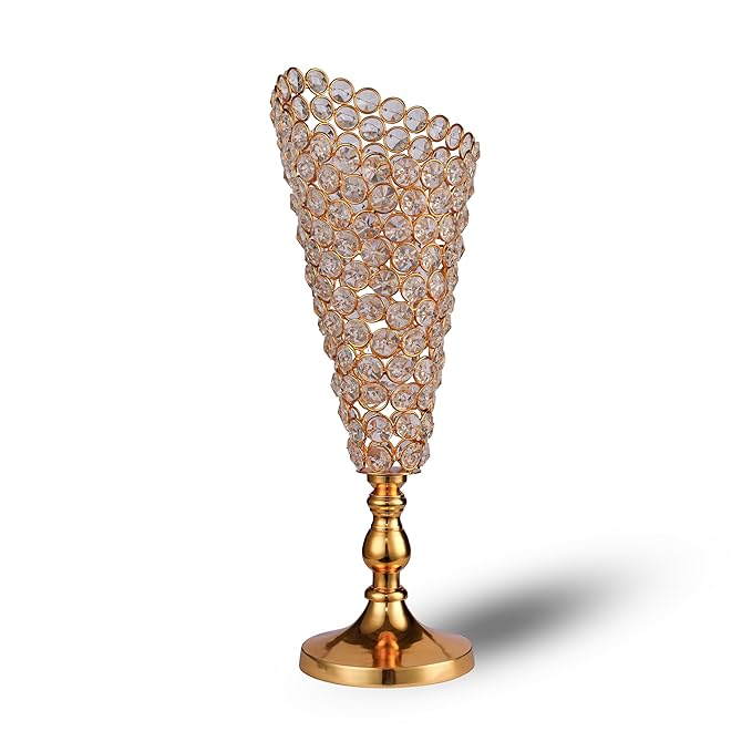 PARAMI Golden Crystal Chalice Decorative Glass for Home Decor, Dining Table, and Living Room Display