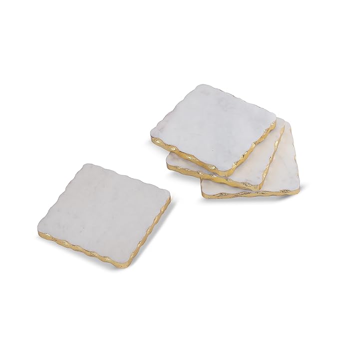 PARAMI Luxe Marble Square Coasters for Dining Table for Hot Pots