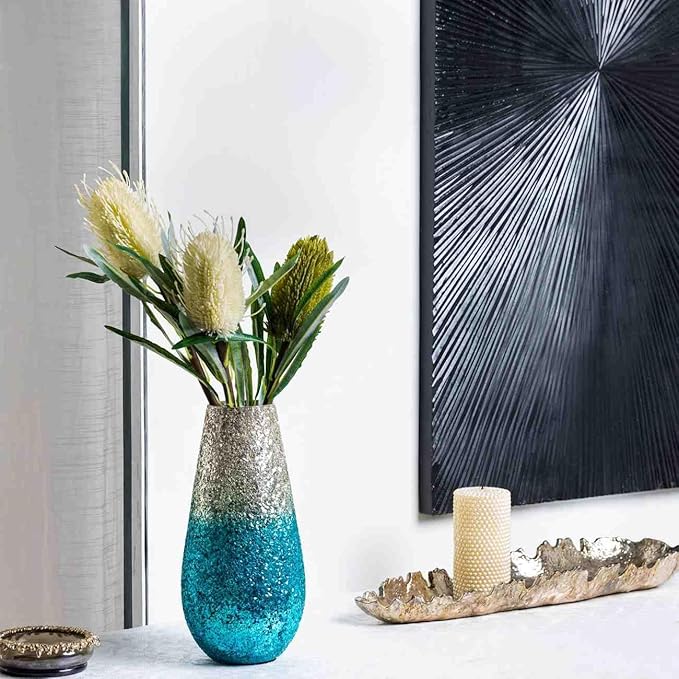 PARAMI Ombre Elegance Vase for Living Room, Bedroom and Office Table Decoration - Turquoise (Small)