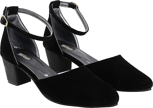 Shoetopia Women's Block Heel Sandals with Ankle Strap | Comfortable Party & Casual Footwear Heels
