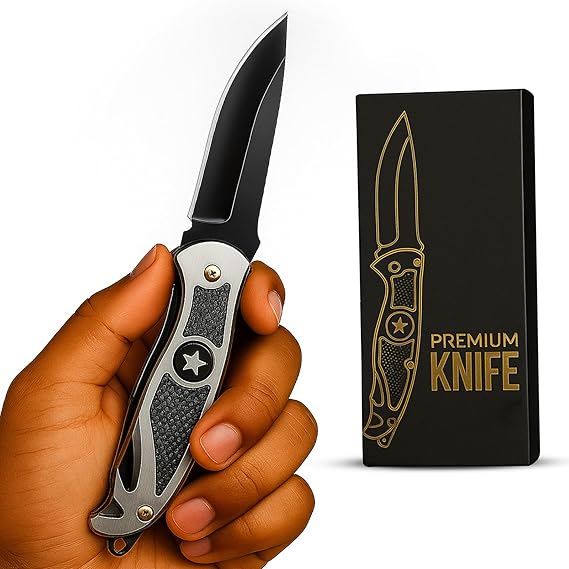 PANCA Star Shield Multipurpose Knife | Compact Carbon Steel Utility Knife for Kitchen, Home & Office Use | Manual Cutting Tool for Vegetables, Fruits, Packaging & DIY Tasks (Silver, Pack of 1)
