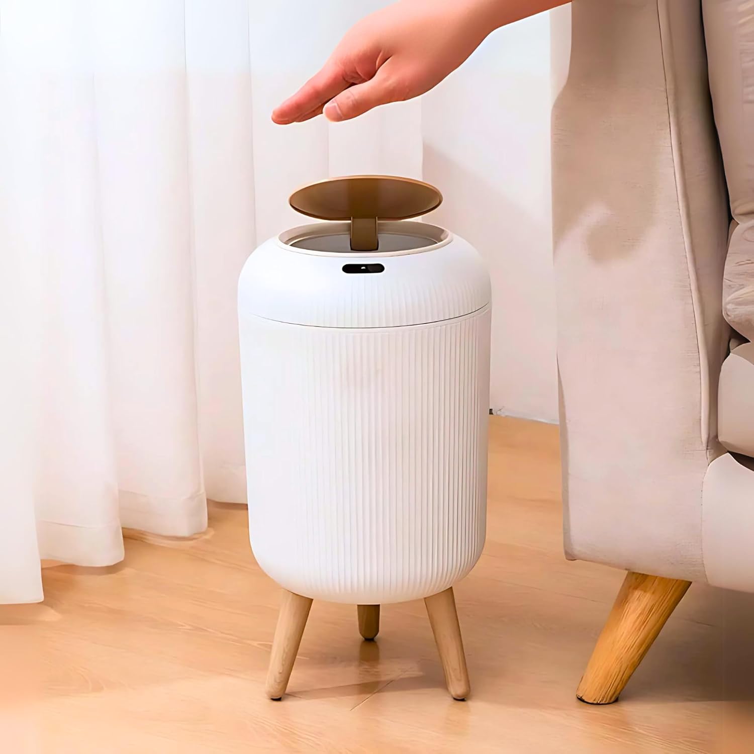 HomeEssentials Touchless Sensor Trash Can – Home Dustbin with Lid/Automatic Dustbin for Kitchen, Bathroom, Office/Waterproof Design, Removable Legs, Quick Open
