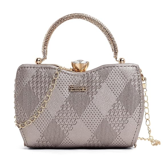 EXOTIC® Premium Crystal Charm Bridal Clutch Sling with Detachable Chain Handal | Gift for Women | Clutch for Women | Wedding and Party Bridal