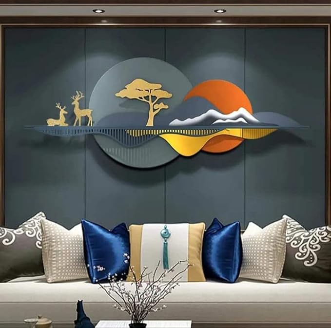 ULTRA SHINE HOME DECOR Metal Wall Art - Metal Wall Decor for Living Room | Metallic Wall Decor for Living Room | Metal Wall Art for Bedroom | Wall Hangings for Home Decoration Metal - (54 x 23 Inch)