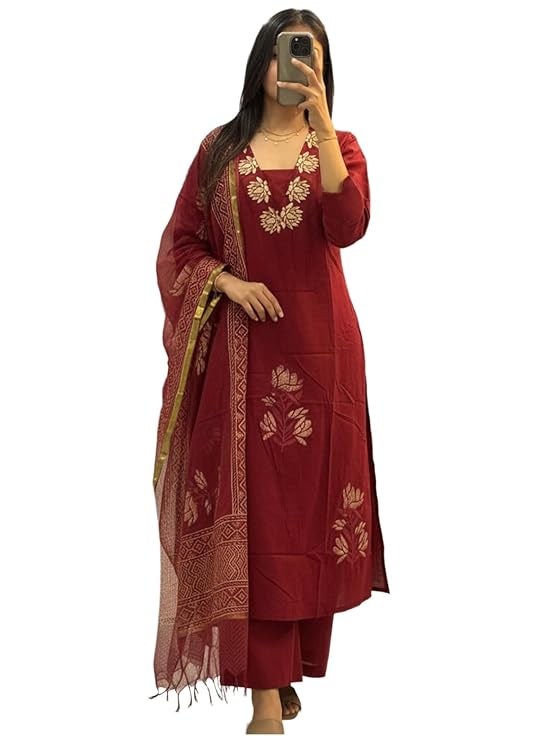 ANNI Designer Women's Rayon Viscose Straight fit Printed Embroidered Kurta with Pant & Dupatta | Ethnic Kurta Set for Women | Daily, Office & Festive Traditional