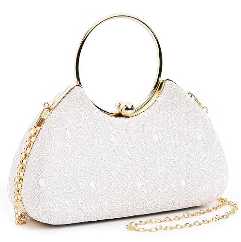 INOVERA (LABEL) Hand Clutches for Women and Girls - Stylish Ladies Party Wedding Clutch Purse with Ring Handle and Chain Strap