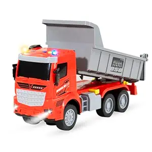 Amazon Brand - Jam & Honey Bump and Go Trucks for Kids | Dumper Truck for Kids for Age 3+ Years | Red Grey