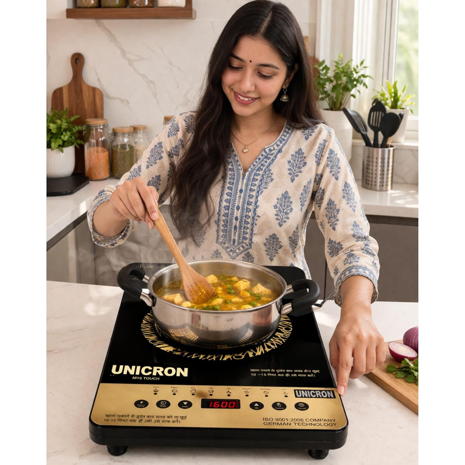 UNICRON 2000 Watts Cooktop | Preset Indian Menu Options & Timer | Compatible With Metal Cookware With Flat Bottom | Easy to clean