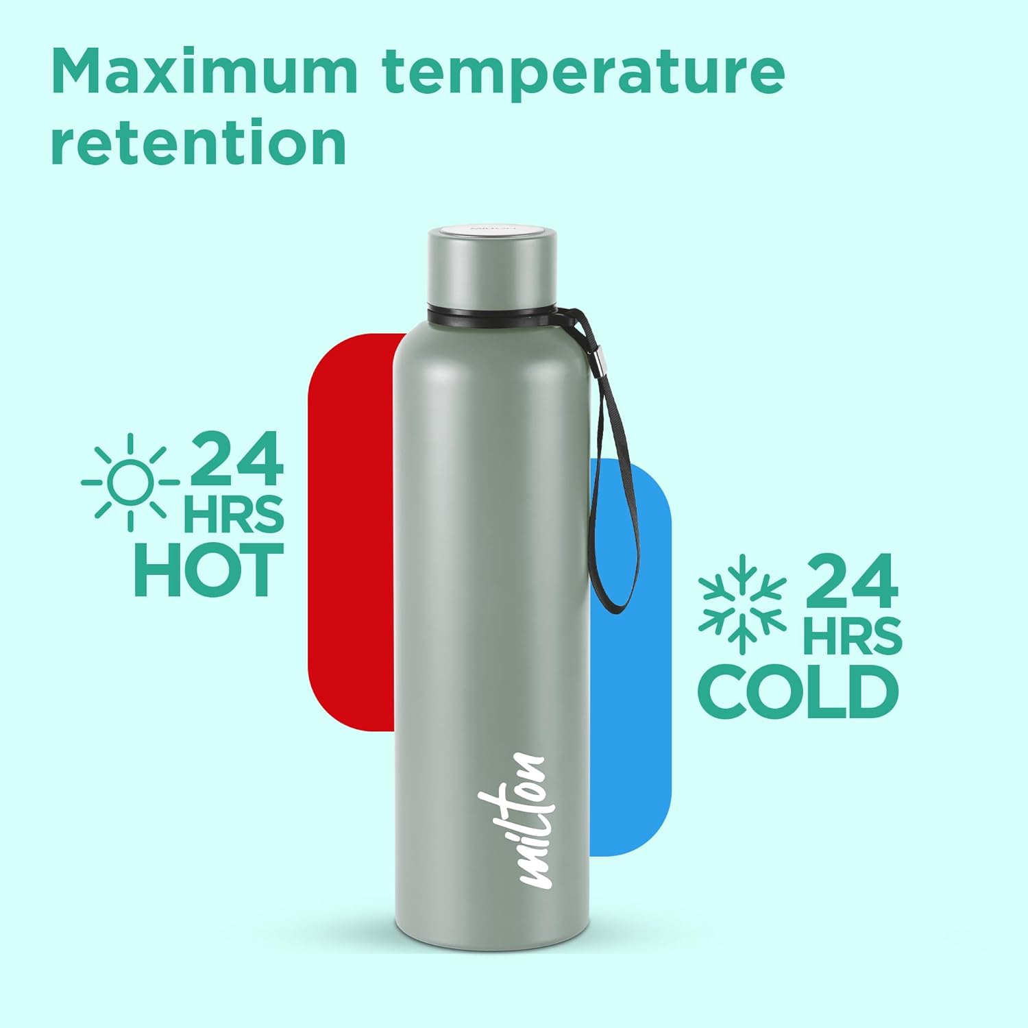 Milton Aura 1000 Thermosteel Water Bottle, 24 Hr Hot and Cold I Leak Proof Lid, ISI Certified I Vacuum Insulated I for Office, Gym, School I Grey
