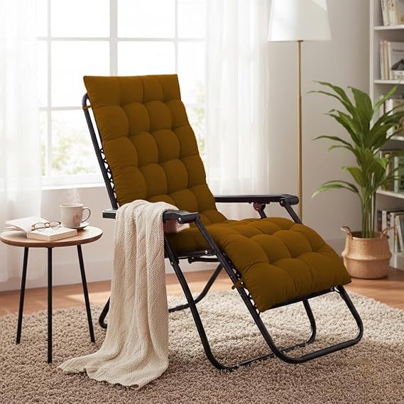 DADDY COOL Multipurpose Extra Long Rocking Chair Cushion for Outdoor and Indoor/Chair pad for Home & Office Chair Filling 20 x 60 Inch Pack of 1Brown (Only Cushion)