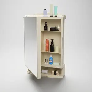 Amazon Basics Plastic Multipurpose, Wall-Mounted Storage Cabinet with Mirror, Small (Ivory)