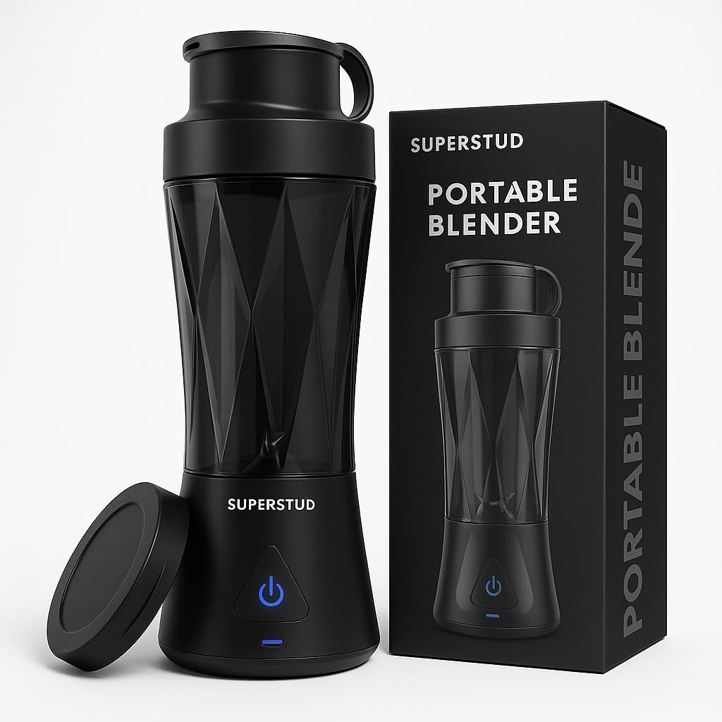 SUPERSTUD Portable USB Juicer Blender for Juices and Smoothie, Milk Shakes, Compact Smoothie Maker for Gym, Office, & Kitchen - 360W, 700ML, 6000mAh Battery - Type-C Fast Charging