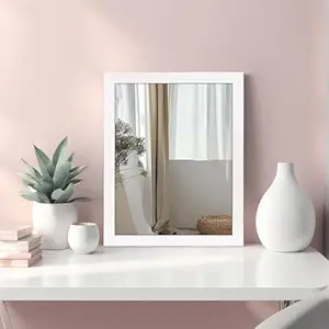 Amazon Basics Metal Exquisite Rectangular Wall Mirror|Versatile Usage for Entryways, Living Rooms, Bedrooms, Bathrooms|Durable & Clear Reflection|Peaked Trim (White)|41 cm X 51 cm