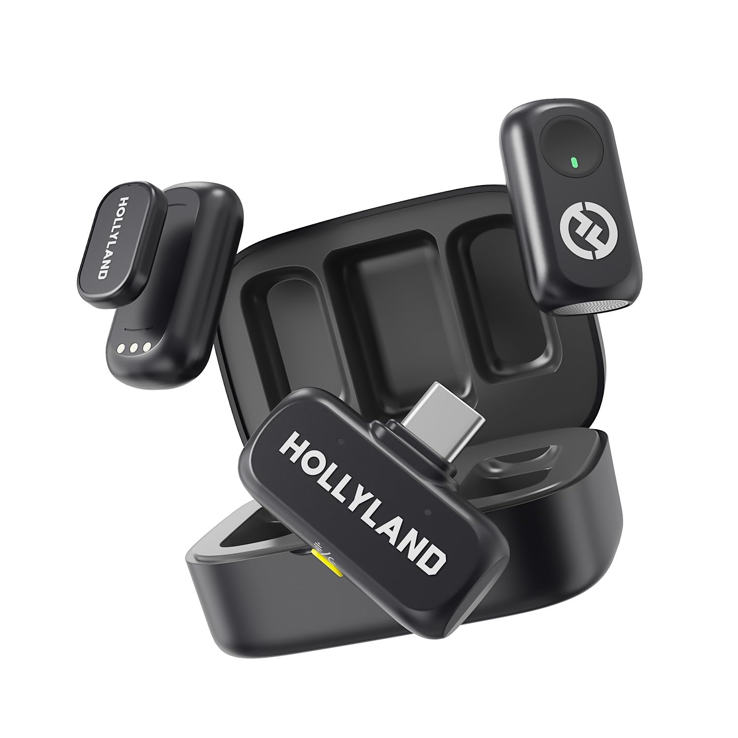 Hollyland Lark A1 Duo Wireless Magnetic Microphone for iPhone15/16/iPad/Android Phone, Mini Wireless Mic with 3-Lv Noise Cancel, EQ&Reverb, 6-Lv Gain Control for YouTube Podcast Vlog Content Creation
