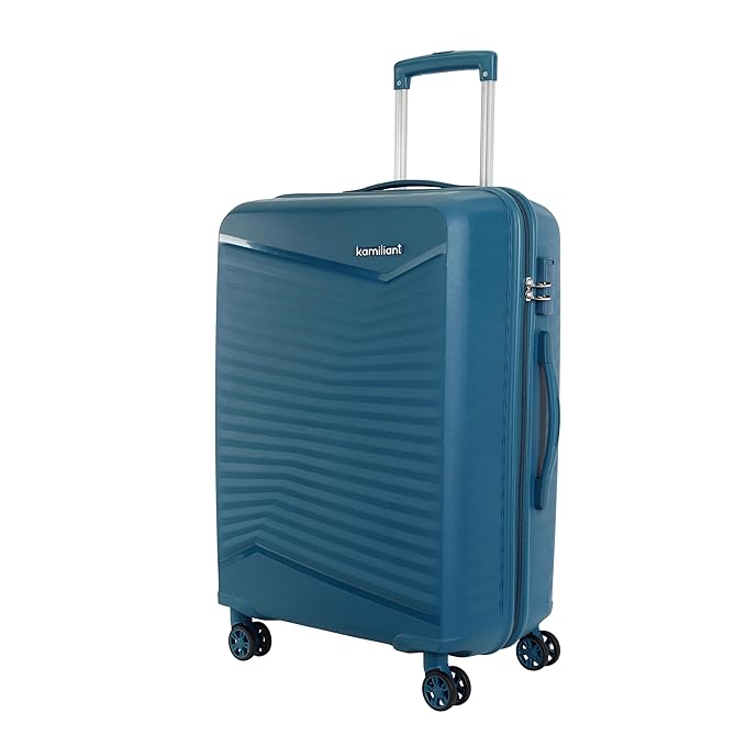 Kamiliant by American Tourister Rock-Lite Medium 68 Cm Check-in Hard Sided Trolley Bag for Men & Women, Suitcase 66L for Travel with 3 Digit Combination Lock - Deep Ocean