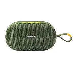 PHILIPS TAS1400GY Wireless Bluetooth Speaker with Deep Bass, Passive Radiator, 12W Sound Output, 1200mAh Rechargable Battery, RGB Light Modes, 10H Playtime, Supports TF/USB (Willow Bough)