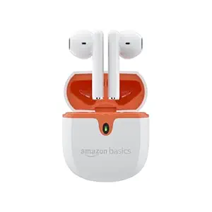 amazon basics True Wireless in-Ear Earbuds with Mic, Touch Control, IPX5 Water-Resistance, Bluetooth 5.3, Up to 36 Hours Play Time, Voice Assistance and Fast Charging (White)