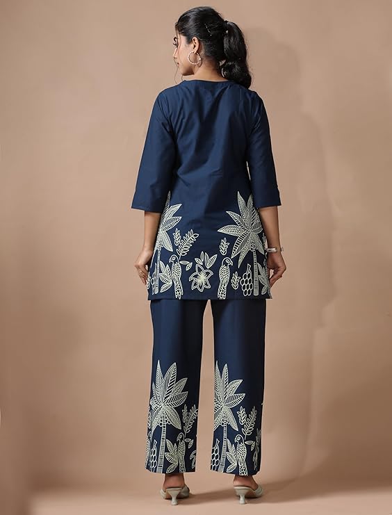 Pinkmint Women's Pure Cotton Co Ord Set l Kurta Sets for Women |Kurta Sets| Printed Kurta with Pant l Stylish Pocket & 3/4 Sleeve Women Co-ord Set (Avaiable in Plus size)