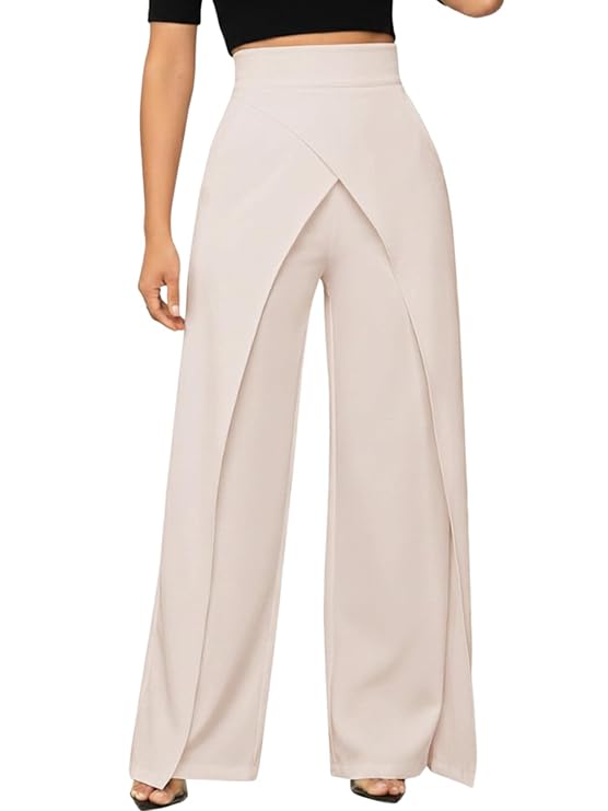 GRECIILOOKS Trousers for Woman | Womens High Rise High Waist Flared Korean Style | Formal Pant for Women Office Wear| Track Pants for Womans Elegant for College & Events (Available in Plus Size)