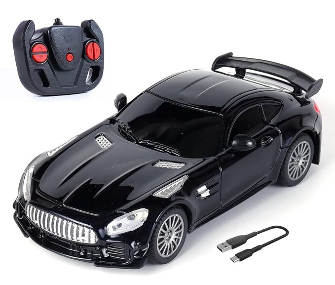 popsugar Remote Control Car | Mini High Speed Car | 2.4GHz Remote | Rechargeable Lithium Battery | C-Type Charge | Working Headlights | Best Gift for Kids | Made in India,Black