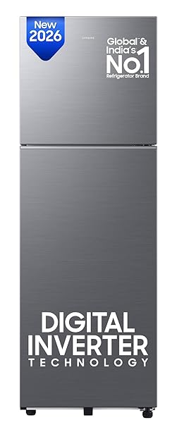 Samsung 256 L, 3 Star, Digital Inverter Frost Free Double Door Refrigerator (RT40H30W3THL, Refined Inox, 2026 Model)