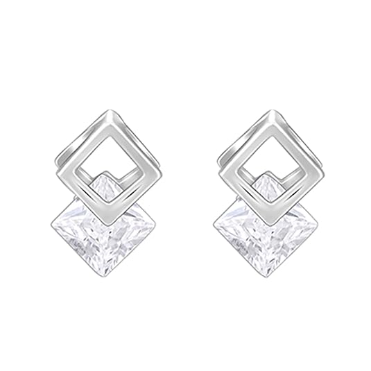 GIVA 925 Silver Quadrangle Earrings| Gifts for Girlfriend, Gifts for Women and Girls | With Certificate of Authenticity and 925 Stamp | 6 Month Warranty