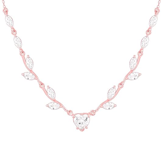GIVA 925 Silver Rose Gold Heart Stoned Necklace| Pendant to Gift Women & Girls | With Certificate of Authenticity and 925 Stamp|6 Months Warranty*